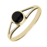 18ct Yellow Gold Whitby Jet Round Split Shank Ring