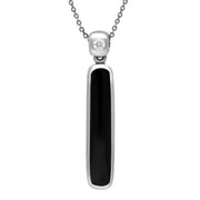 18ct White Gold Whitby Jet Diamond Long Oblong Necklace P1021C