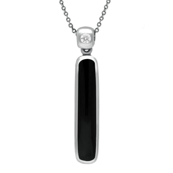 18ct White Gold Whitby Jet Diamond Long Oblong Necklace P1021C
