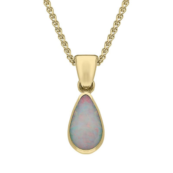 00034091 9ct Yellow Gold Opal Dinky Pear Necklace, P450.