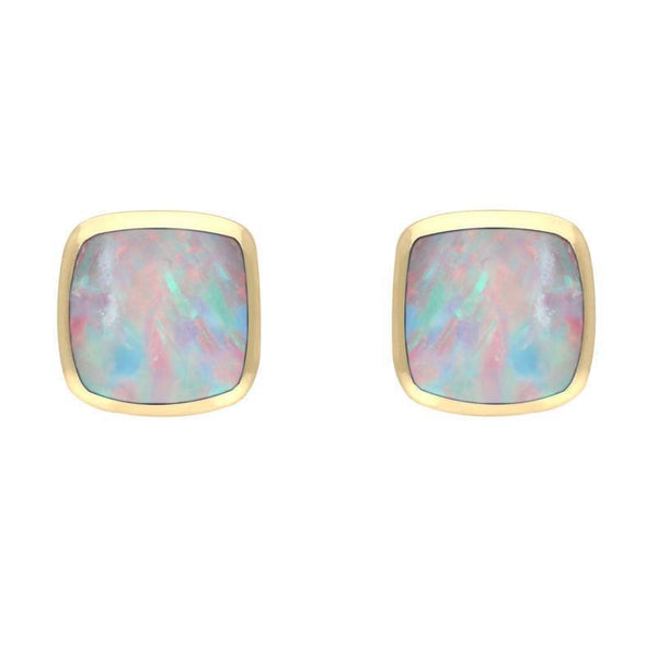 00067070  9ct Yellow Gold Opal Small Dinky Cushion Stud Earrings, E335