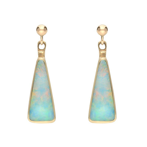 00072421 C W Sellors 9ct Yellow Gold Opal Triangle Drop Earrings, E145.