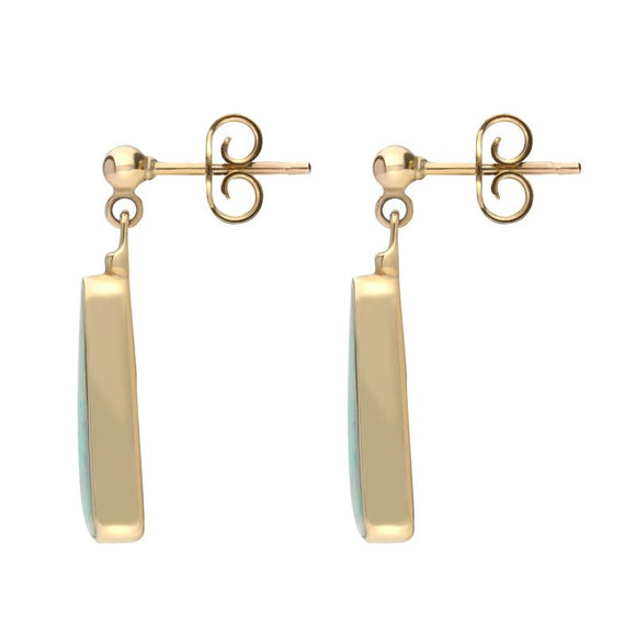 00072421 C W Sellors 9ct Yellow Gold Opal Triangle Drop Earrings, E145.