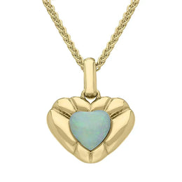 00152508 9ct Yellow Gold Opal Stone in Ridged Heart Necklace P2539
