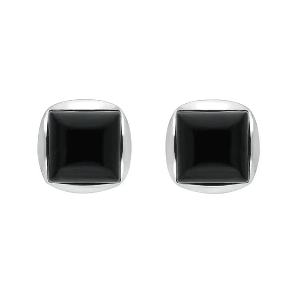 Sterling Silver Whitby Jet Square Stud Earrings E2500 