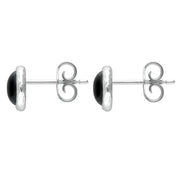 Sterling Silver Whitby Jet Round Solid Edge Earrings E2510