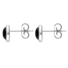 Sterling Silver Whitby Jet Round Solid Edge Earrings E2510
