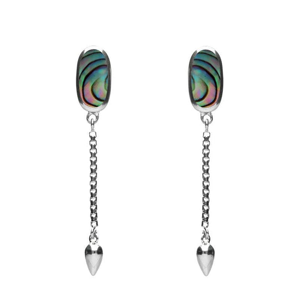 00181098  Sterling Silver Abalone Lineaire Medium Drop Stud Earrings, E2241.