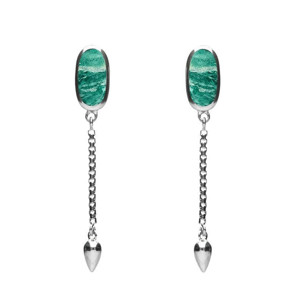00181100  Sterling Silver Amazonite Lineaire Medium Drop Stud Earrings, E2241.