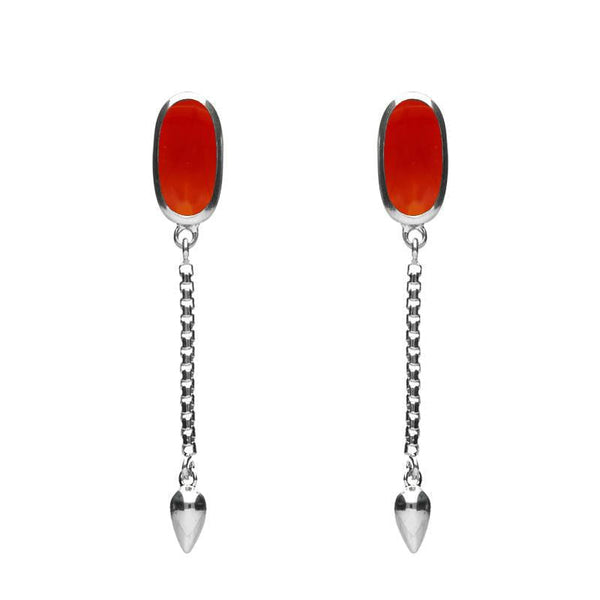 00181112 Sterling Silver Carnelian Lineaire Medium Drop Stud Earrings, E2241.