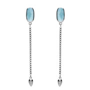 Sterling Silver Larimar Lineaire Long Drop Stud Earrings, E2240.