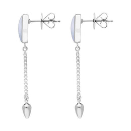 0018114 Sterling Silver Chalcedony Lineaire Medium Drop Stud Earrings, E2241.