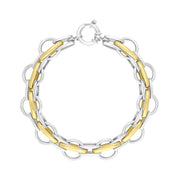18 Yellow Gold Sterling Silver Round Link Handmade Bracelet C145BR