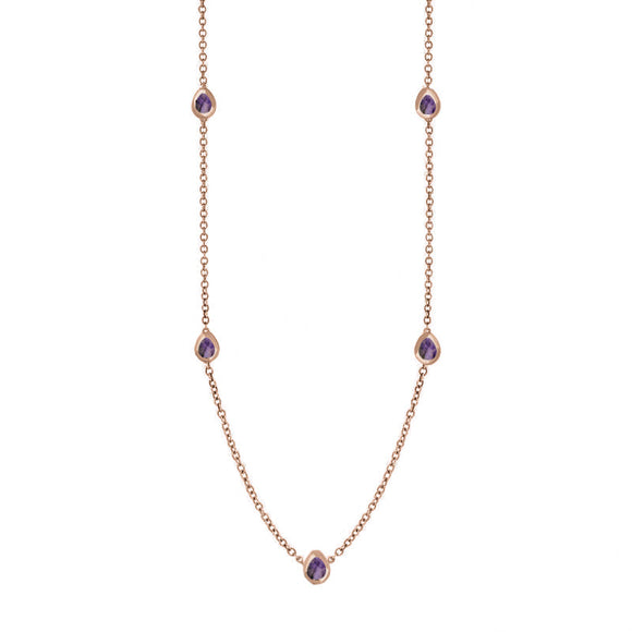 18ct Rose Gold Blue John Cross Link Disc Chain Necklace