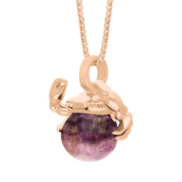 18ct Rose Gold Blue John Zodiac Cancer 10mm Bead Pendant, P3625.
