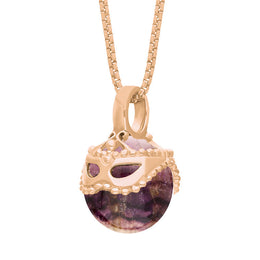 18ct Rose Gold Blue John Zodiac Gemini 10mm Bead Pendant, P3622.