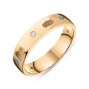 18ct Rose Gold Diamond Turquoise King's Coronation Hallmark 5mm Ring  R1193_5