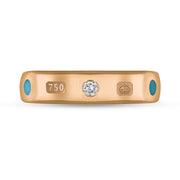 18ct Rose Gold Diamond Turquoise King's Coronation Hallmark 5mm Ring  R1193_5