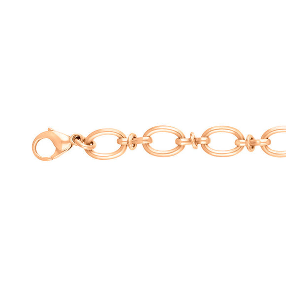18ct Rose Gold Oval Link Handmade Bracelet