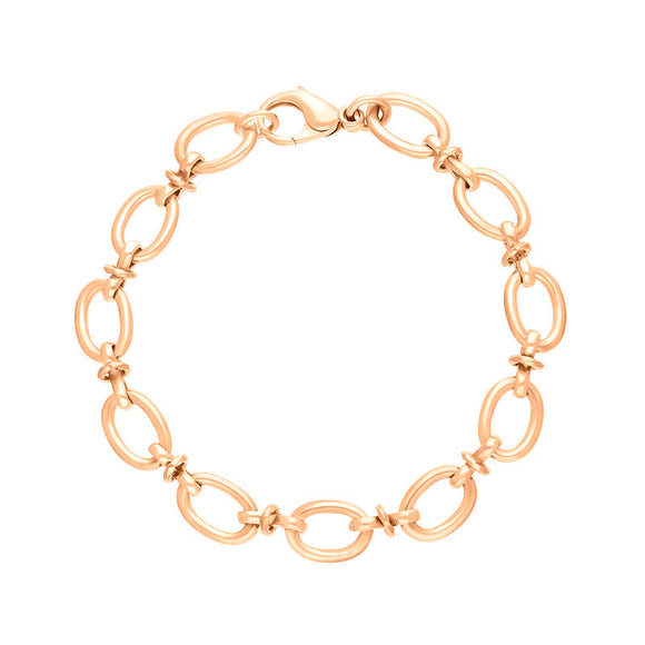 18ct Rose Gold Oval Link Handmade Bracelet C058BR.