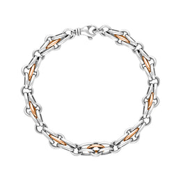 18ct Rose Gold Sterling Silver Multi Link Cable Chain Bracelet