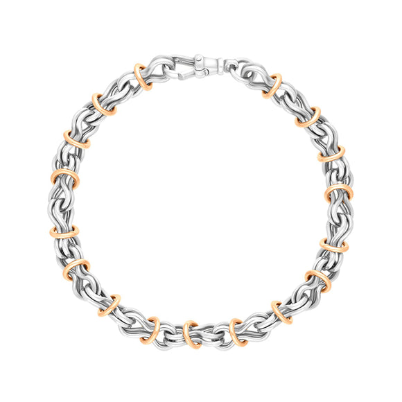 18ct Rose Gold Sterling Silver Multi Link Handmade Bracelet C063BR