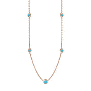 18ct Rose Gold Turquoise Cross Link Disc Chain Necklace