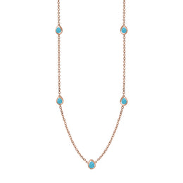 18ct Rose Gold Turquoise Cross Link Disc Chain Necklace