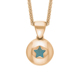 18ct Rose Gold Turquoise Star Disc Necklace