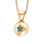 18ct Rose Gold Turquoise Star Disc Necklace