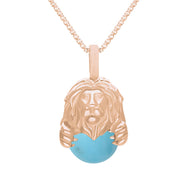 18ct Rose Gold Turquoise Zodiac Leo 10mm Bead Pendant, P3626.