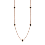 18ct Rose Gold Whitby Jet Cross Link Disc Chain Necklace