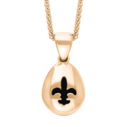 18ct Rose Gold Whitby Jet Fleur De Lis Pear Shape Necklace, P3645.