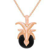 18ct Rose Gold Whitby Jet Zodiac Capricorn 10mm Bead Pendant, P3623.