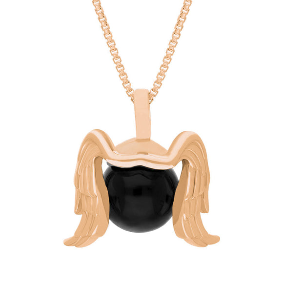 18ct Rose Gold Whitby Jet Zodiac Virgo 10mm Bead Pendant, P3628.