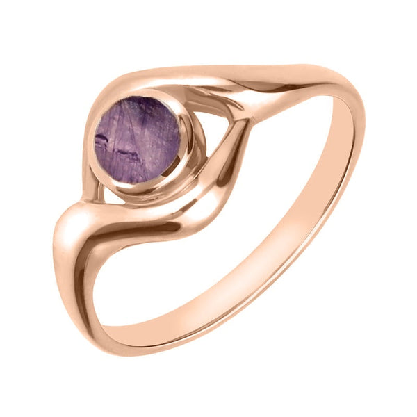 18ct Rose Gold Blue John Round Twist Ring, R030.