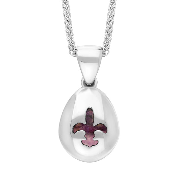 <p>18ct White Gold Blue John Fleur De Lis Pear Shape Necklace, P3645.</p> <p>&nbsp;</p>