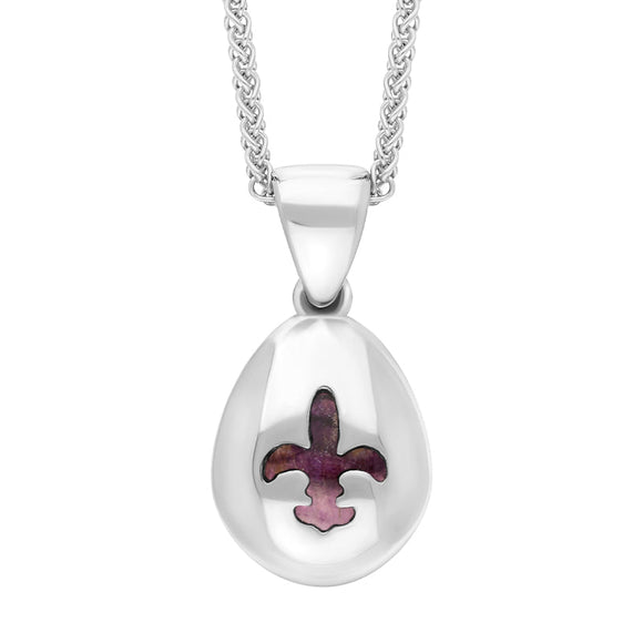 <p>18ct White Gold Blue John Fleur De Lis Pear Shape Necklace, P3645.</p> <p>&nbsp;</p>