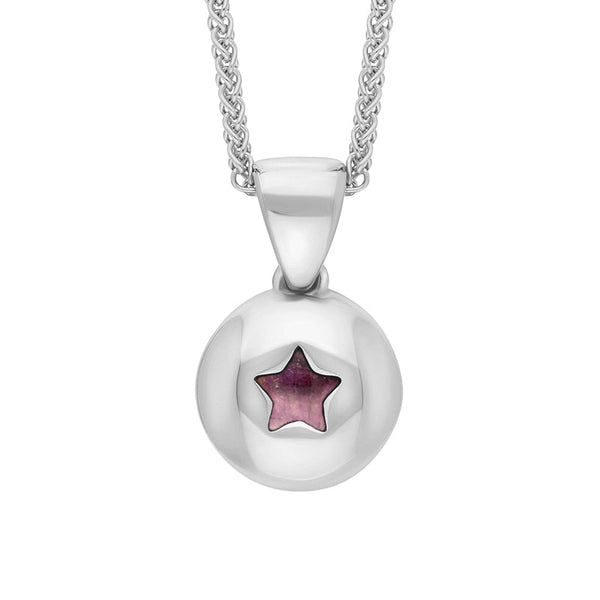 18ct White Gold Blue John Star Disc Necklace