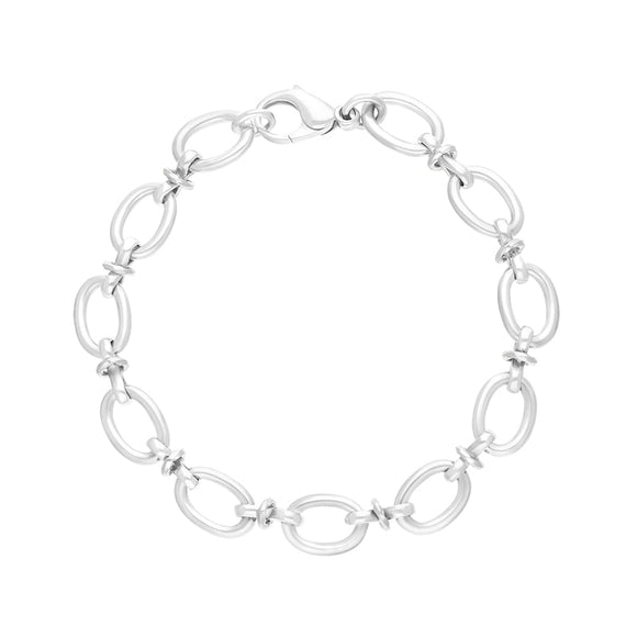 18ct White Gold Oval Link Handmade Bracelet C058BR