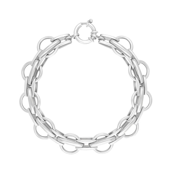 18ct White Gold Round Link Handmade Bracelet C145BR