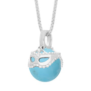 18ct White Gold Turquoise Zodiac Gemini 10mm Bead Pendant, P3622