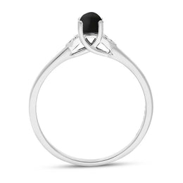 18ct White Gold Whitby Jet Diamond 0.04ct Round Claw Set Ring