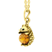18ct Yellow Gold Amber Small Hedgehog Necklace
