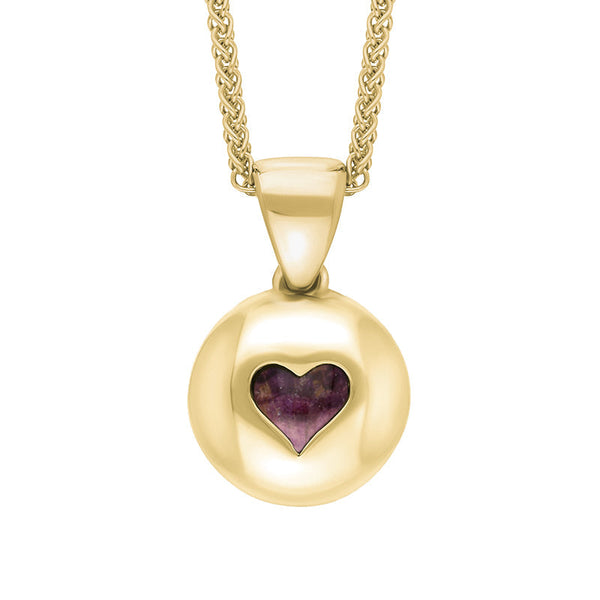 18ct Yellow Gold Blue John Heart Disc Necklace