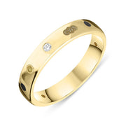 18ct Yellow Gold Diamond Jet King's Coronation Hallmark 4mm Ring R1193_4 CFH