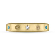 18ct Yellow Gold Diamond Turquoise King's Coronation Hallmark 4mm Ring R1193_4_CFH