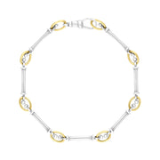 18ct Yellow Gold Sterling Silver Handmade Baton Link Bracelet C015BR