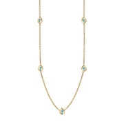 18ct Yellow Gold Turquoise Cross Link Disc Chain Necklace