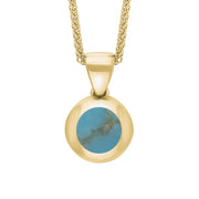 18ct Yellow Gold Turquoise Heart Disc Necklace